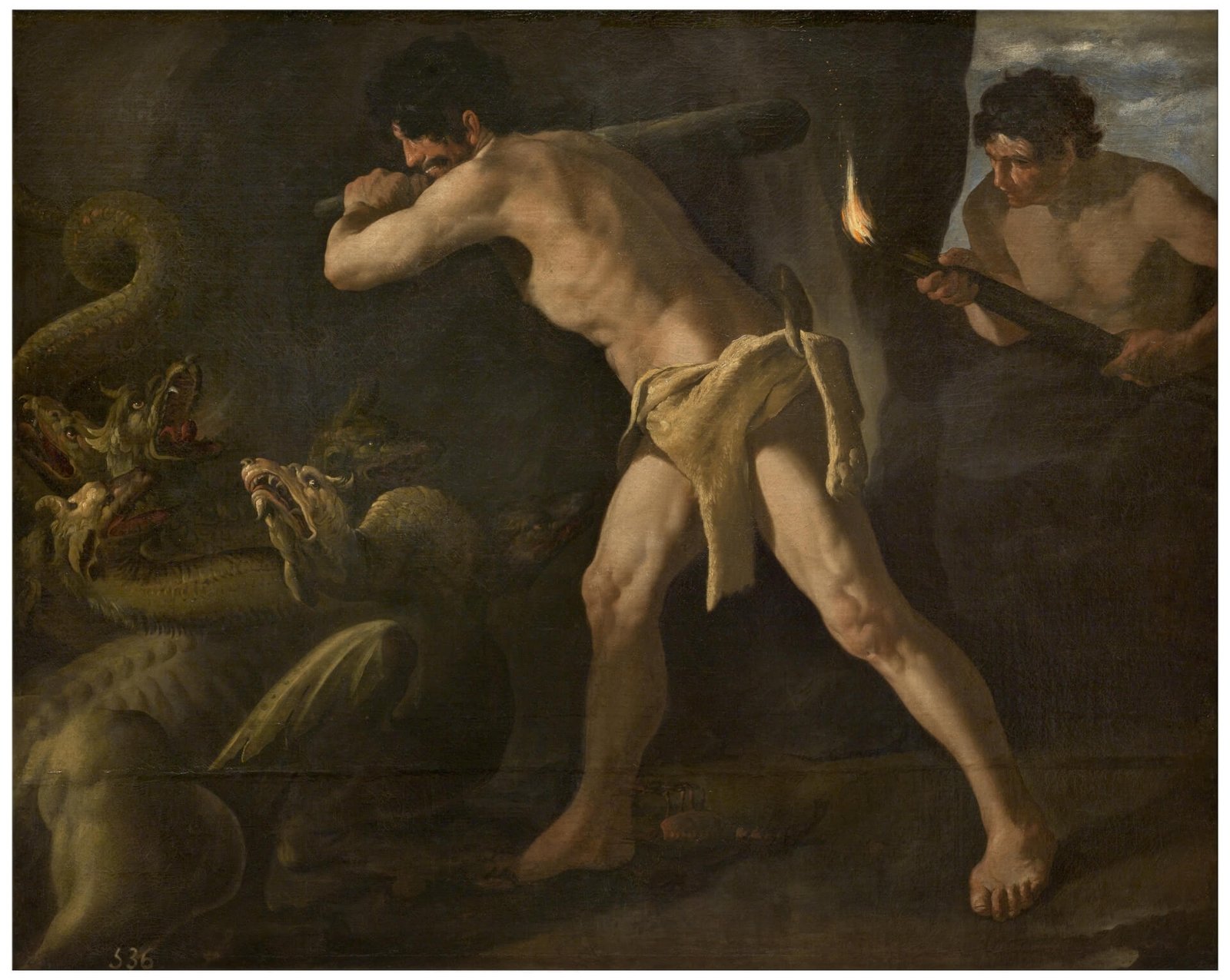 This painting represents Heracles fighting the Lernaean Hydra.