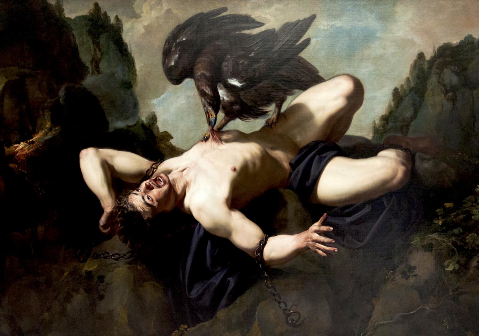 This painting represents the Caucasian eagle devouring Prometheus' liver.